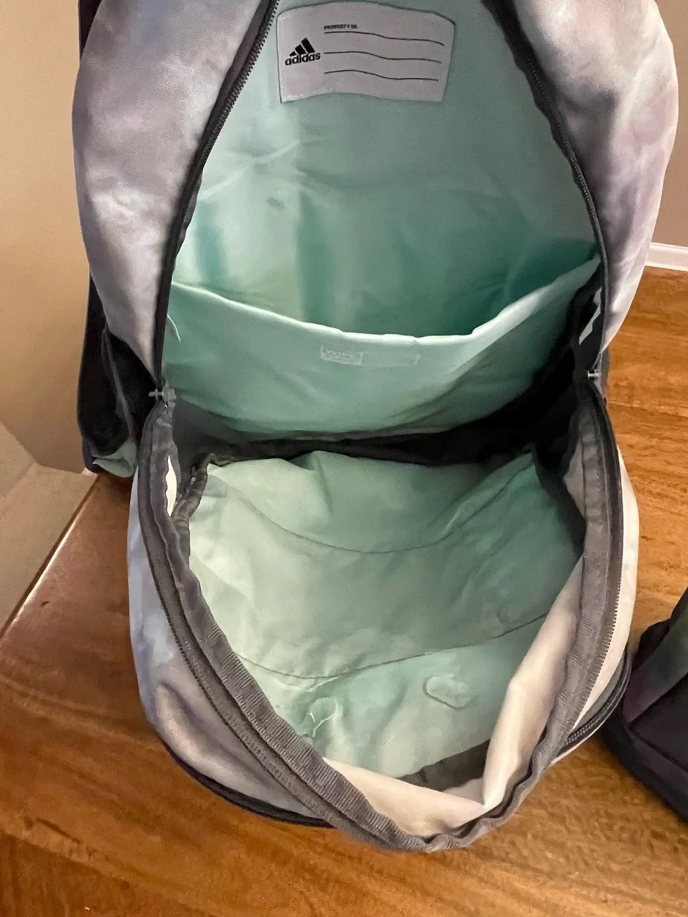 adidas Gray & Teal Ombre Backpack with Matching Lunch Bag